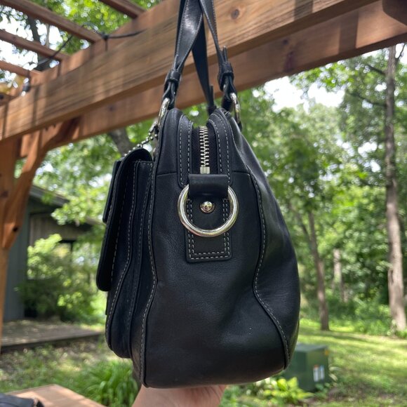 Coach Bag Chelsea F14017 Black Baguette Purse Leather Handbag Satchel - Picture 5 of 10